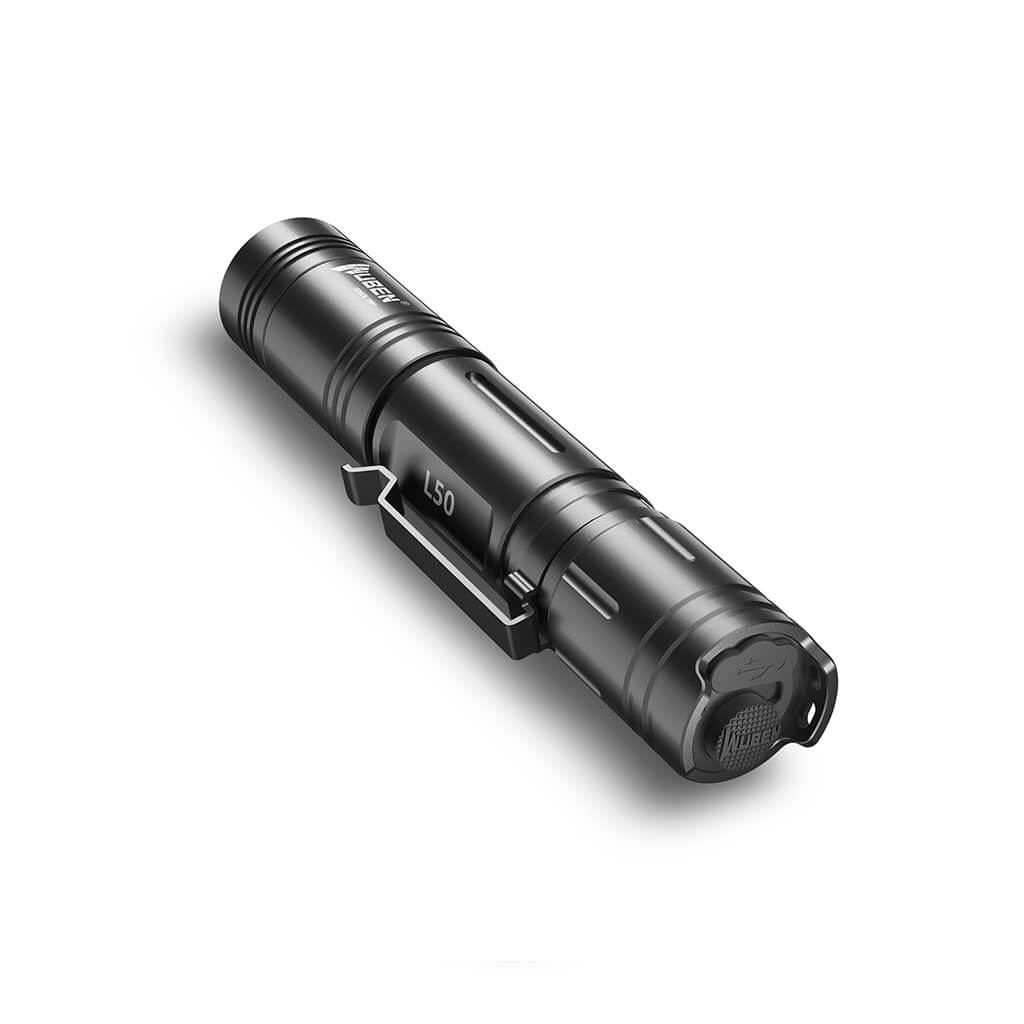 Wuben L50 Rechargeable 18650 EDC Flashlight -Black- Side